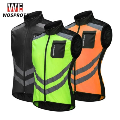 WOSAWE Cycling Vest Hi Viz Reflective MTB Bike Sleeveless Windproof Gilet Jacket - Image 1 of 4