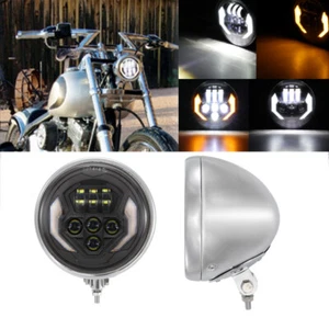 7" LED Headlight Hi/Lo Turn Signal Bracket For Harley Road King Softail Fatboy - Picture 1 of 12
