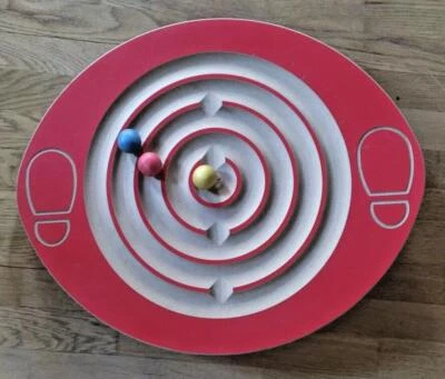 🧒👧Kinder Balance Board - Wackelbrett mit Kugel-Labyrinth - Holz Trackboard rot - Bild 1 von 4