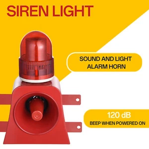 Industrial Siren Alarm 20W 120dB Waterproof LED Strobe Horn Alarm 110V - Picture 1 of 10