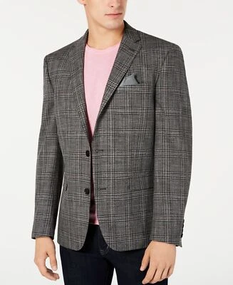 Bar Iii Men’s Slim-Fit Stretch Black/White Plaid Sport Coat - Image 1 of 4