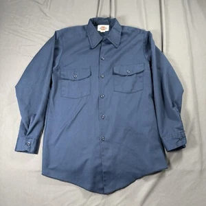 Dickies MADE IN USA Long Sleeve Button-Up Pocket Work Shirt Blue 14-14.5 x 32 - Picture 1 of 7