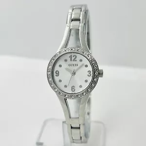 GUESS Women's Crystal Stainless Steel Silver Bangle Band 23mm Watch U1034L1 - Picture 1 of 8