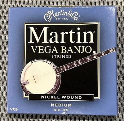 Martin V730 Vega Banjo Strings Nickel/Steel Alloy 5-String Medium 10-23 - Image 1 of 2