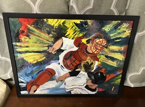 2007 Red Sox Jason Varitek Original Ölgemälde auf Leinwand signiert von E. Havens - Bild 1 von 10