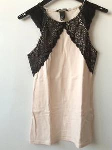 top canottiera H&M rosa pallido con pizzo nero, taglia S - Foto 1 di 4