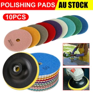 10pcs Diamond Polishing Pads Wet 4 Inch Set Kit For Concrete Marble Tile Stones - Picture 1 of 12