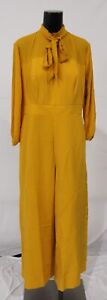New York & Company Women's Petite Bow-Neck Wide-Leg Jumpsuit CD4 Gold Large NWT