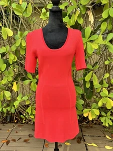 Vestido ceñido al cuerpo Yigal Azrouel rojo mini cuello corto tejido cuello XS usado - Imagen 1 de 12