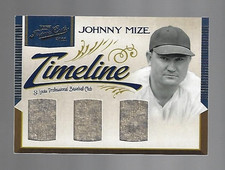 Johnny Mize HOF 2012 Prime Cuts Timeline Trios Materials Relics 22/25 ⚾