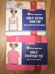2 Champion Girl's Everyday Graphic Tank Bright White Medium (7/8) - Picture 1 of 5