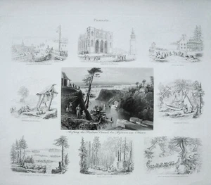 Kanada Canada Ottawa Montreal Quebek Souvenirblatt alter Stahlstich 1856 8 - Picture 1 of 6