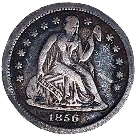 1856-O Seated Liberty Silver Dime 10 Cents ~ Scarce Date/Grade ~ VF-XF DETAILS Cover