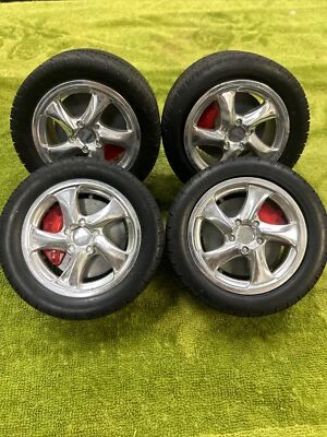 Vintage New Bright 1/6 Scale Radio Control RC Silver 911 Turbo Porsche Wheels - Image 1 of 4