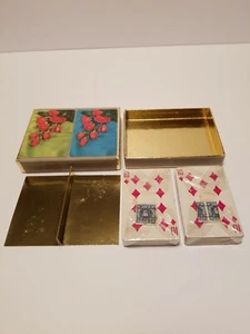 Vintage Playing Cards Rose Design Felt Case New Sealed USIR Made In USA - Picture 1 of 9
