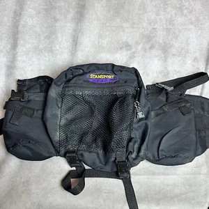 Vintage STANSPORT Black Fanny Pack/Waist Bag 2 Water Bottle Holders Hip - Picture 1 of 4