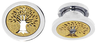 Orecchio Piercing Gioiello Flesh Tunnel Plug Albero Vita Oro Sabbiato IN 8-12mm - Immagine 1 di 3