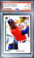 PSA 10 GEM MT 1991 Upper Deck Baseball Michael Jordan Chicago White Sox #SP1