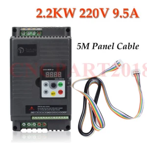 3HP 2.2KW VFD INVERTER VARIABLE FREQUENCY DRIVER 220V 9.5A & 5m PANEL CABLE - Picture 1 of 11