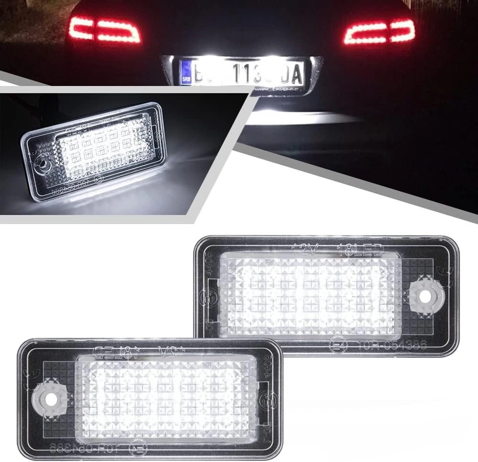 2X Luzes de Placa de Licença LED Branca 6000K 18-SMD para 2005-2009 Audi A6 Quattro C6 - Imagem 1 de 4