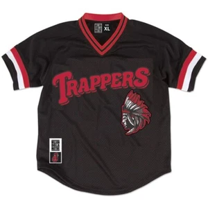 Men's Red on Black Trappers Streetwear Jersey to Match Jordan Bred Reimagined 4s - Picture 1 of 2