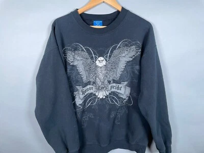 Moletom vintage Y2K Eagle Honor Pride estampa adulto médio preto gola redonda 50/50 - Imagem 1 de 4