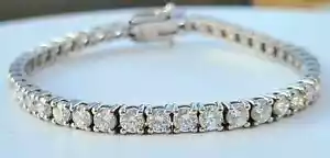 5.00Ct Genuine Round-Cut Real Diamond Tennis Bracelet 7" 14K White Gold new - Picture 1 of 2