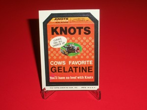 1974 Wacky Packages Original 8th Series *KNOTS GELATINE* Sticker Card.