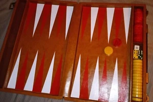 Cardinal Marbled Butterscotch Red Swirl Bakelite Backgammon Set 1.25” x .25” - Picture 1 of 10