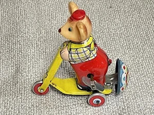 WORKING Vintage Haji Tin Windup Mouse On Scooter 50's-60’s Japan No Box - Picture 1 of 9