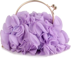 Pochette Floreale Da Donna Borsa Da Sera Con Fiore in Raso Borsa Da Ballo per Fe - Foto 1 di 12