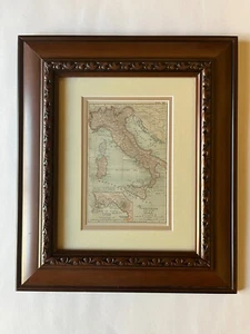 1899 Italy Map Frame & Double Matted fm 1903 Crown Encyclopedia SEE DESCRIP - Picture 1 of 4