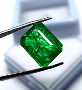 Colombian Green Emerald Certified 9.75 Ct Emerald Cut Natural Loose Gemstone - Picture 1 of 4