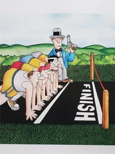 SKIP MORROW 1997 THE RACE #002 SMOKERS HUMOR VT Artist Art Poster 22 x 18 Print - Picture 1 of 5