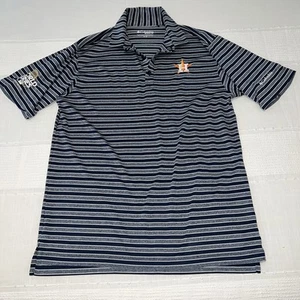 Houston Astros Polo Columbia Golf M World Series 2017 Blue Gray Stripe omni-wick - Picture 1 of 9