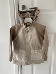 Used H&M Boys Cream/ Brown Parka Coat With Hoody, 1 1/2 to 2 Years - Picture 1 of 5