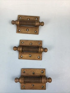 3 Bronze Primitive HINGES high Tension Spring Loaded Antique Hardware- All Work! - Picture 1 of 3