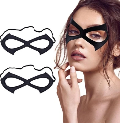 2PCS Cat Woman Masks, Black Eye Mask, Leather Masquerade Half Face Mask...  - Image 1 of 4