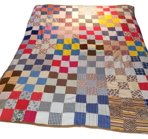 Large Vintage Muiti-Color Handmade Patchwork Art Home Decor Throw Quilt 79 x 67 - Picture 1 of 17