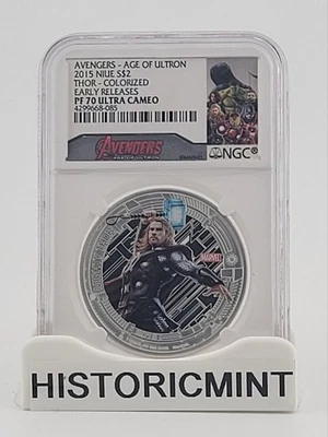 2015 Niue $2 Marvel's Avengers Thor 1oz Silver Coin NGC PF70 Ultra Cameo - Image 1 of 2