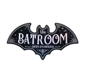 BATROOM OPEN 24 HOURS 16" Wall Sign Decoration Halloween NEW - Picture 1 of 1