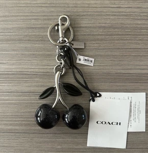 NWT Coach Signature Cherry Bag Charm Keychain 88547 Silver / Black Multi Limited - Picture 1 of 9
