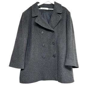 Vintage Alfred Dunner Women Wool Winter Pea Coat Lined 20 Black Office Goth Y2k - Picture 1 of 12