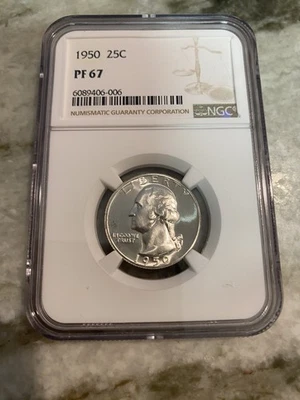 1950 Proof Washington Quarter NGC PF 67 - Image 1 of 2