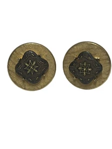 Cufflinks Gold tone design set of 2 vintage - Picture 1 of 12