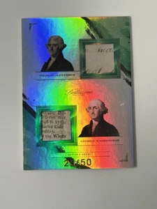 BELLISSIMO EDITION JEFFERSON SCRITTA A MANO WASHINGTON DOPPIA RELIQUIA /50 - Foto 1 di 2