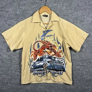 Vintage Y2K JDM Button Shirt Dragon Flames Honda Civic Import Anime Youth XL - Bild 1 von 6