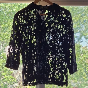 Mirasol Sheer Button Front Blouse Black XL Goth Witchy Jacket - Picture 1 of 6