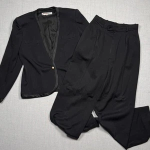 Vintage Saint Laurent Rive Gauche 2 Teiliges Anzug Set Schwarz Ein Knopf Gr. 42 - Bild 1 von 24