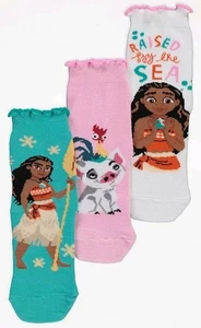 NEW Disney MOANA Set of 3 Girls Ankle Socks UK Size 9-12. Pua & Hei Hei - Picture 1 of 1